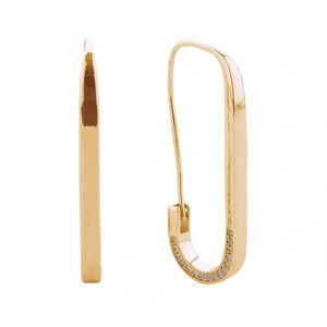 14K Gold Safety Pin Hoop Earring